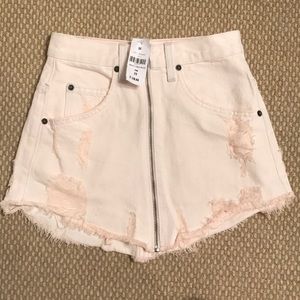 LF pink zip up skirt